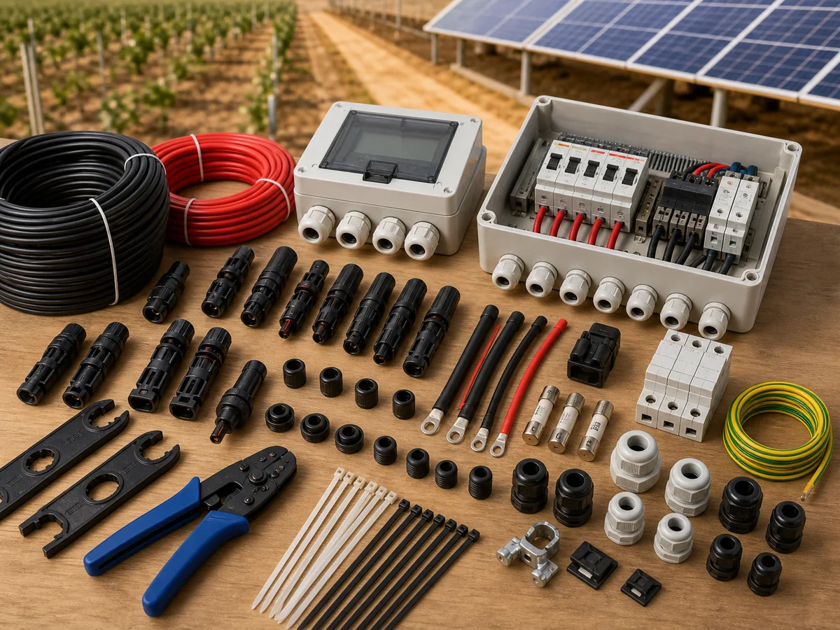 Accessoires solaires : câblage, coffrets de protection, connecteurs