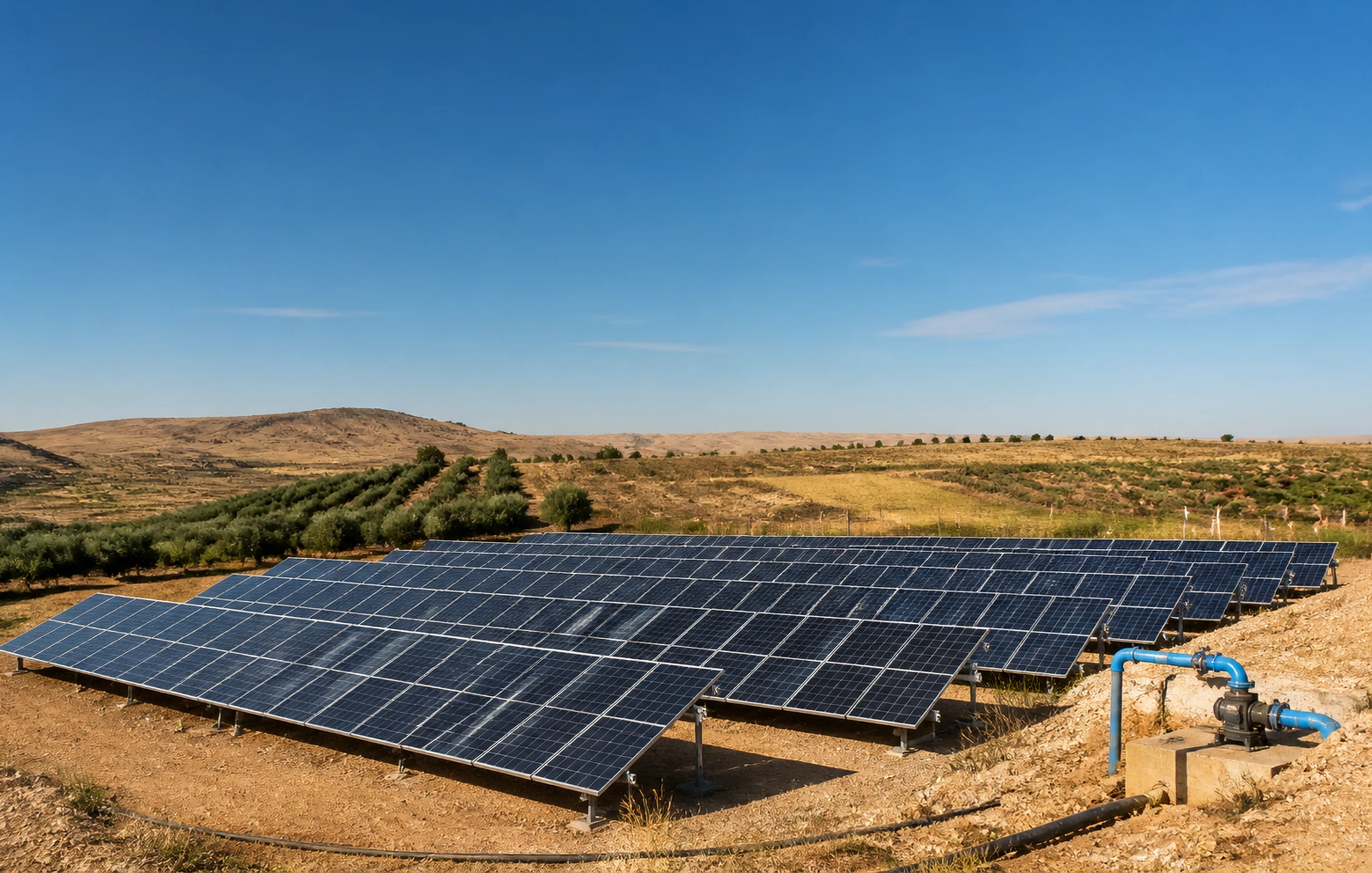 Ferme marocaine équipée par Magrilec : irrigation goutte-à-goutte et pompage solaire